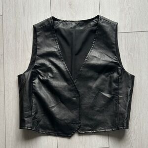 Black Faux Leather Vest